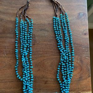 Six strand genuine Kingman turquoise and baby olive heishi necklace